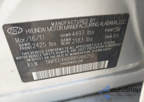 2011 Hyundai Sonata Se 2.0T from USA, damaged, VIN 5NPEC4ABXBH266250